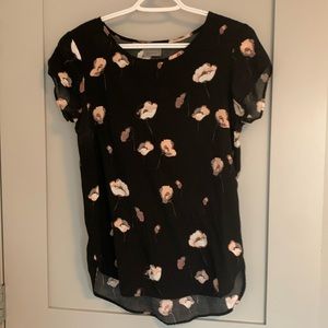 Vero Moda Black Shirt with Pink Flowers Size Medium EUC